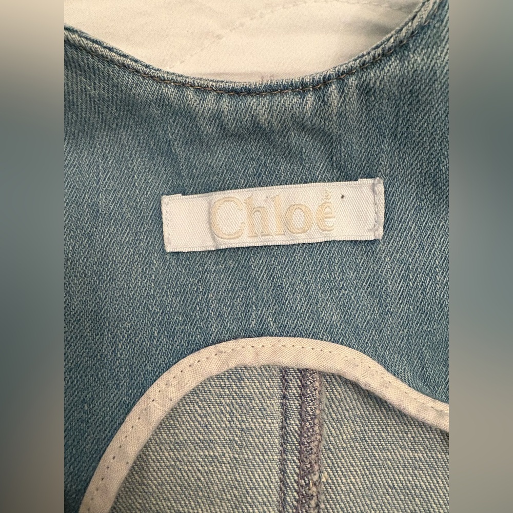 Chloé Washed Blue Denim Overalls Jumpsuit Size Fr 40 - Picture 15 of 16